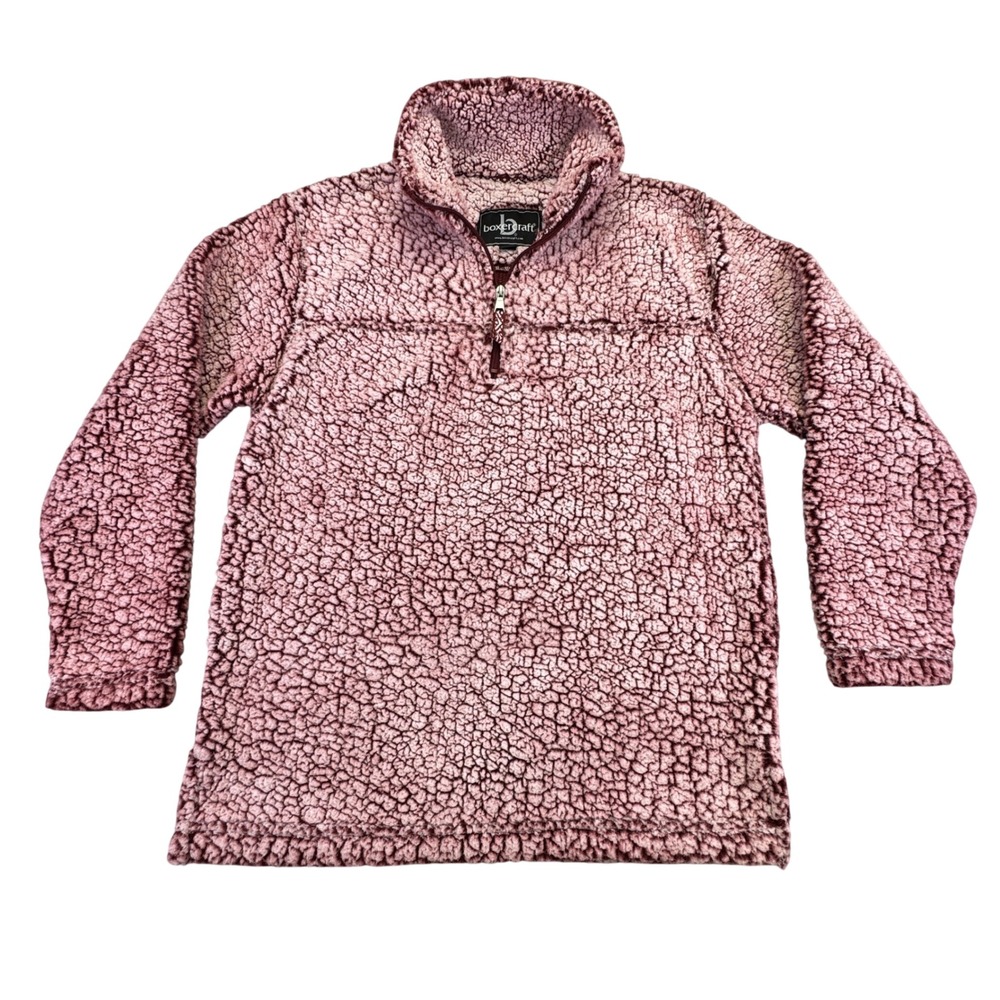 Boxercraft Sherpa Jacket Women's Small Fleece Pullover Pink Red Quarter Zip